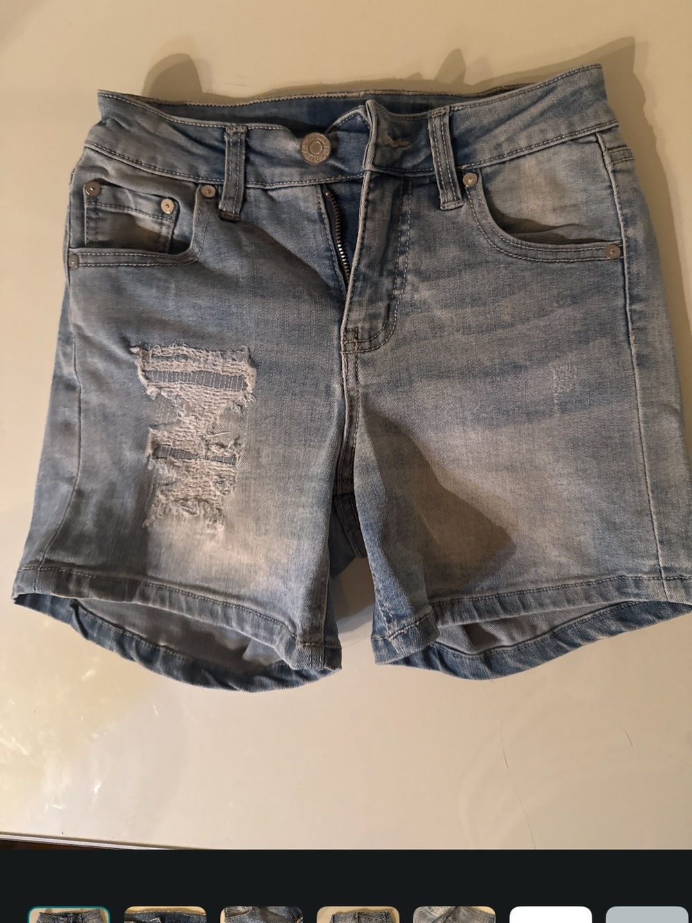 Women’s Light Wash Distressed Denim Jean Shorts